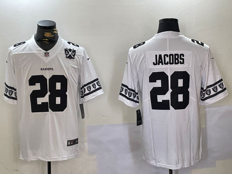 Men Oakland Raiders 28 Jacobs White 2024 Nike Vapor Limited NFL Jersey style 4